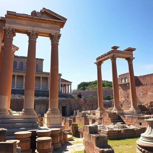 Il Foro Romano con i resti degli antichi templi e basiliche