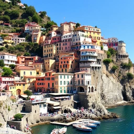 La costa amalfitana con case colorate arroccate sulle scogliere