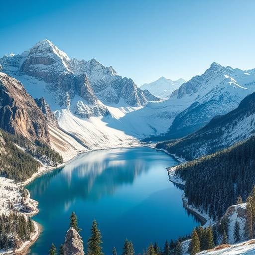 Le Dolomiti con vette innevate e laghi alpini