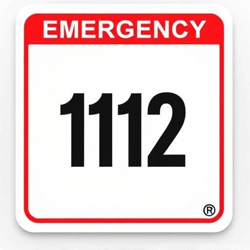 Un cartello che indica il numero di emergenza europeo 112